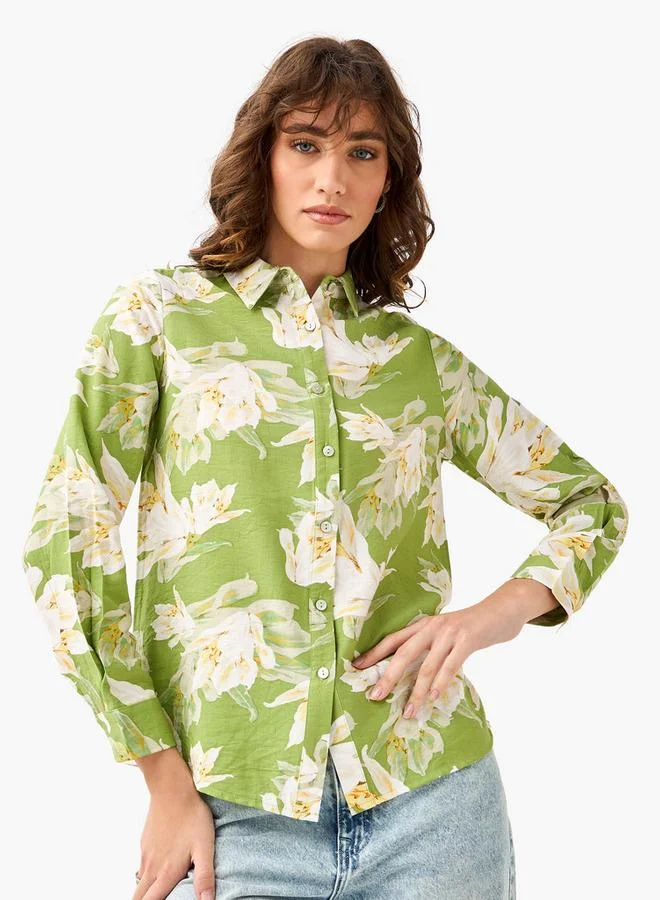 سبلاش فيڤ Viscose Shirt with Floral Print